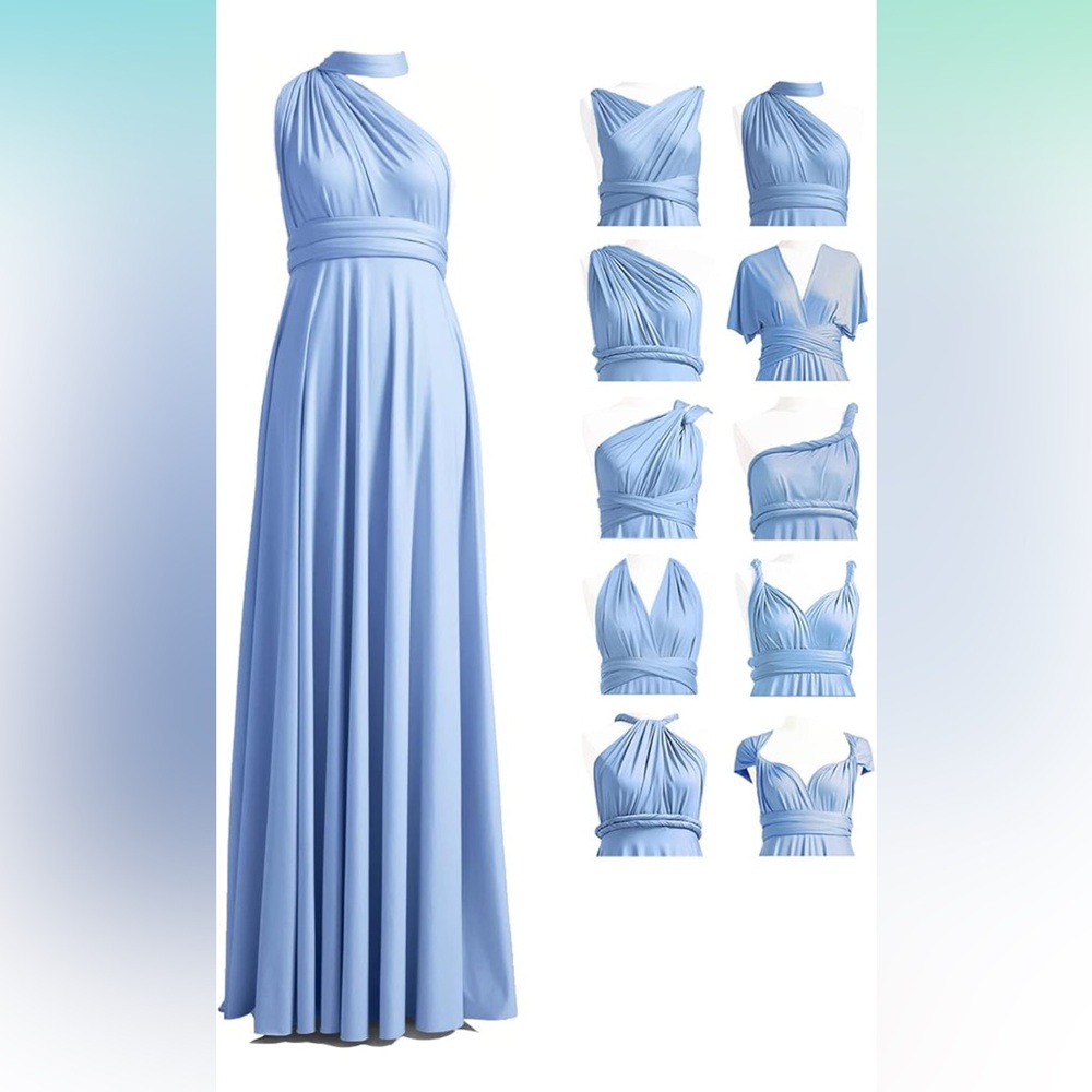 Infinity Dress Light Blue Convertible PLUS SIZE infinity Maxi Wrap Dress